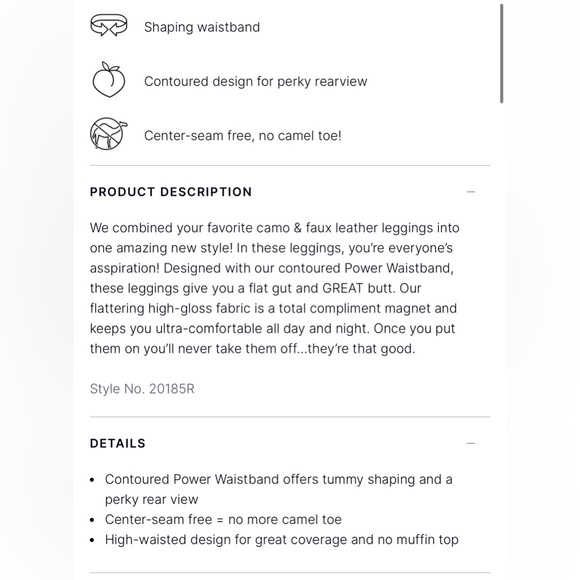 Faux leather camo Spanx XS excellent condition - Picture 3 of 6